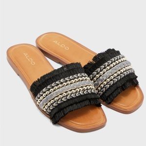 Aldo Black Rockyy flat slides